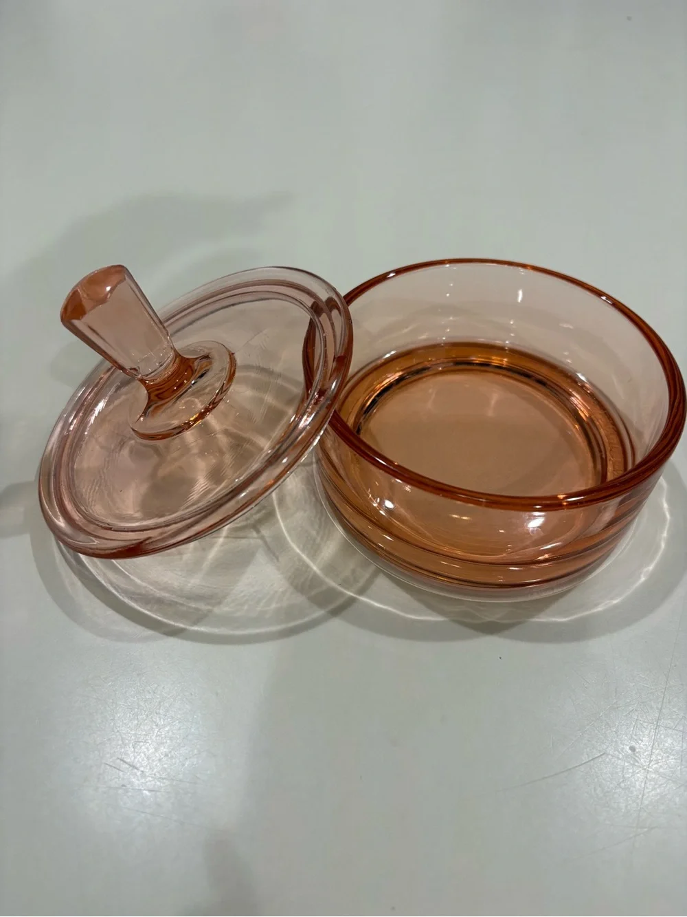 Amber Glass Covered Candy Dish -